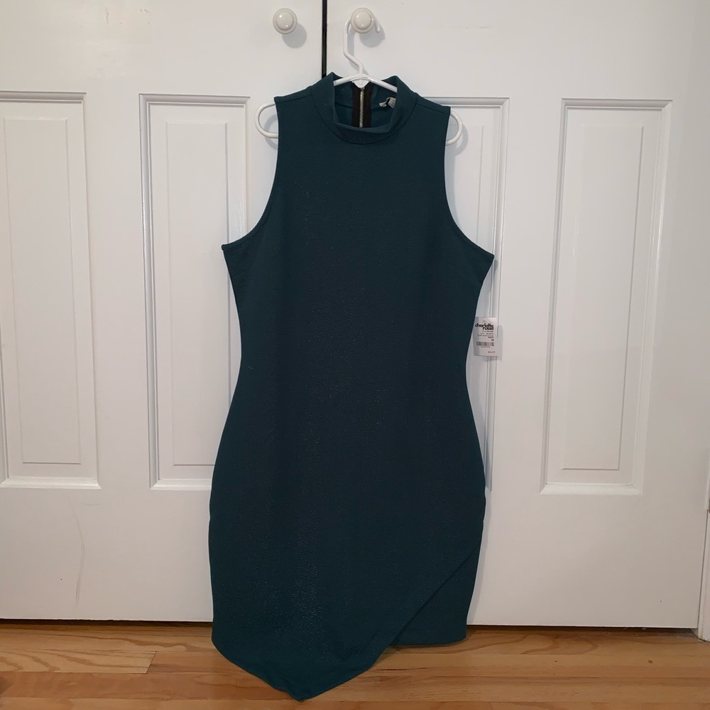 CHARLOTTE RUSSE high neck green/blue tight dress